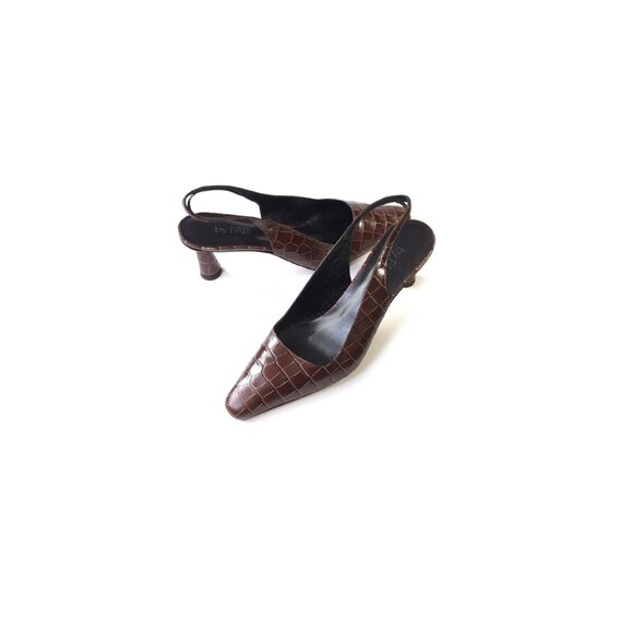 BY FAR DIANA Sandals Womens 40 Nutella Croco Embossed Leather Slingback *LOVELY* - Picture 10 of 10